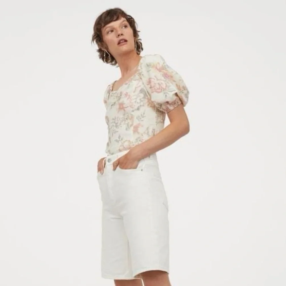H&M Linen Blend Floral Top Blouse small - Picture 2 of 10
